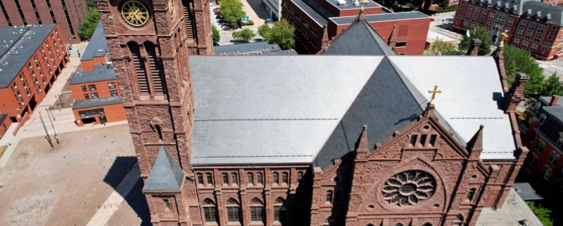 Cathedral of Saints Peter and Paul in Providence Rhode Island. Slate Roof replacement